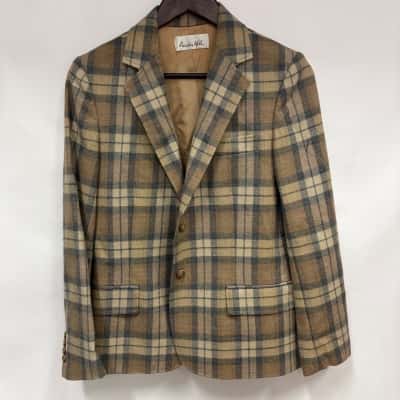 Vtg. Austen Hill 2Pc 100% Wool Checked Skirt & Blazer Set