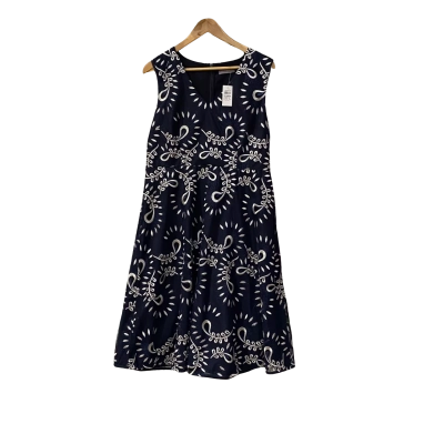 Jacqui-E Womens  Size 14 Midi Dress Navy Blue / Pattern 
