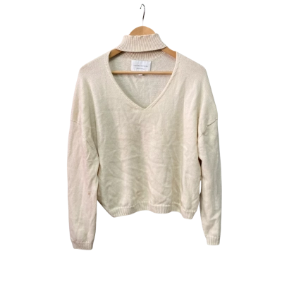 Viktoria & Woods Womens  Size 1 Merino V-Neck Jumper Cream 