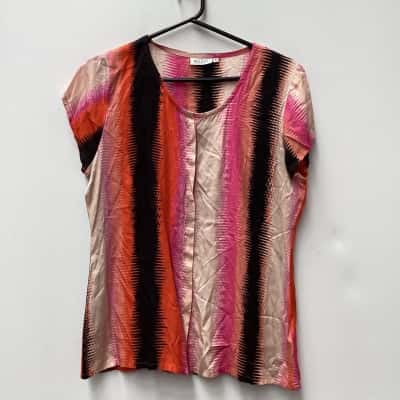 NEW - Masai  Silja Copenhagen Skirt and Blouse  Womens  Size M  orange black pink