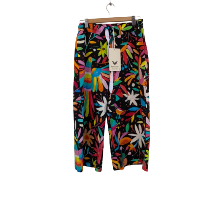 Fannycoo  Womens  Size S Casual Pants Black  / Floral / Multicoloured 
