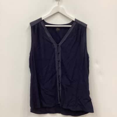 David Lawrence Sleeveless Top Navy Blue Size 16