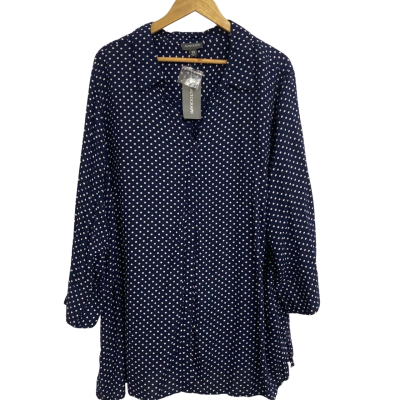 Autograph Womens Size 26 Navy Polka Dot Shirt