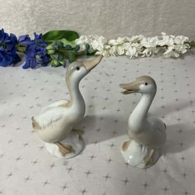 Vintage Japanese Saywell Imports Pair of Ceramic Duck Figurines 