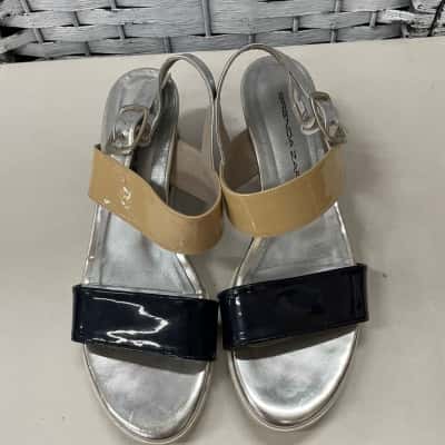 Brenda Zara  Womens  Size 38 Sandals Beige / Black  / Silver 