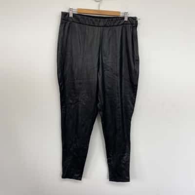 City Chic Black Leather Look Leggings Pants  Size 16 