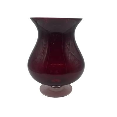 Large Red Glass Partylite Hurricane Candle Holder