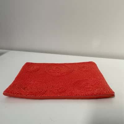  Kookai Orange Beaded Clutch & Matching Necklace