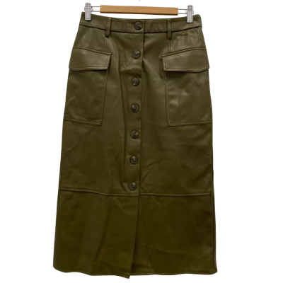 ONLY Women's Faux Leather Skirt With Pockets Size S Olive 