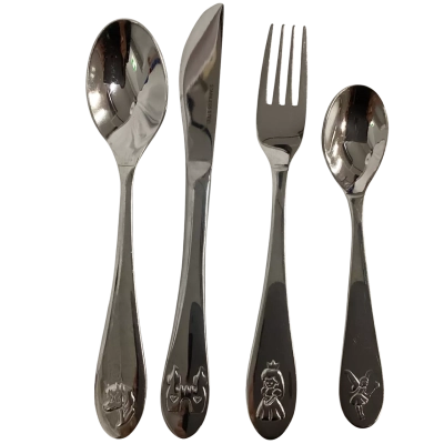 4 Piece Stainless Steel 18/10 Childrens Cutlery Set with Fairytale Motif