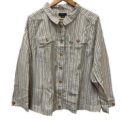 Autograph Striped Linen Mix Denim Jacket Size 20
