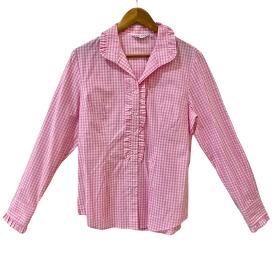Black Colt Womens Size 12 Pink Gingham Button Up Top