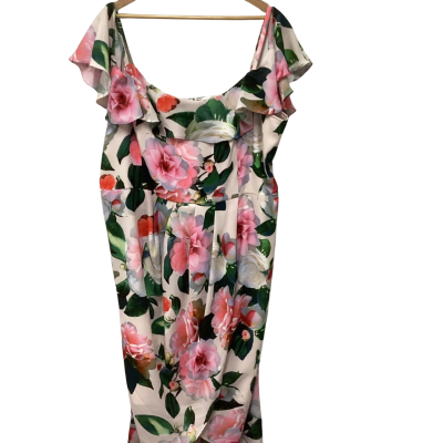 City Chic Womens  Size XL Off The Shoulder Dress Floral / Pink  