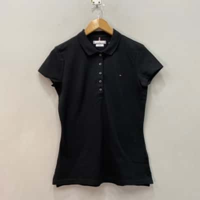 Tommy Hilfiger Womens  Size M Polo Shirt Black  