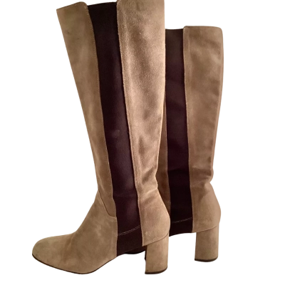 Italian Suede Two-Tone Knee High Boots