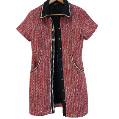 Maje Womens  Size One Size Short Sleeve Jacket Black  / Red / White 