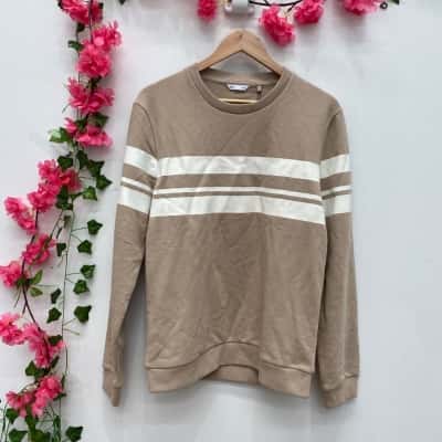 Yd. Unisex Crew Neck Jumper Size M Beige / White 