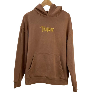 Factorie Music Merchandise - Mens Tupac Hoodie with Embroidery - Size XS - Brown 