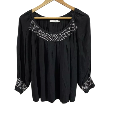 Womens Flannel Size S/M Long Sleeve Blouse Black/White
