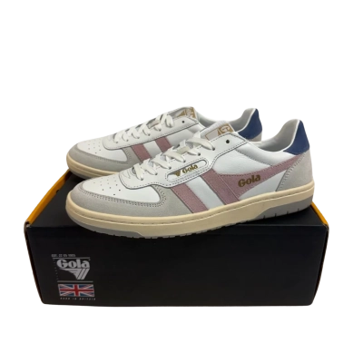 Gola Hawk Court-Inspired Sneakers/Trainers - White/Pink/Grey (Size US 8)