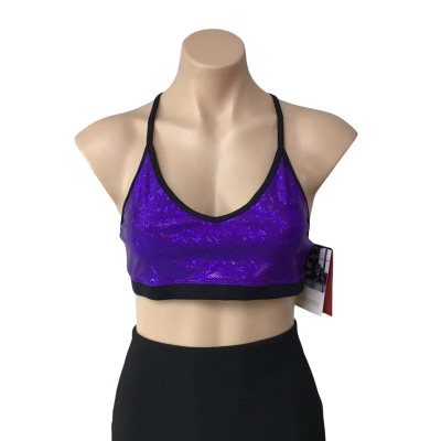  Energetiks Womens Size M / 12 Black & Party Purple Detailed Crop Top (new)