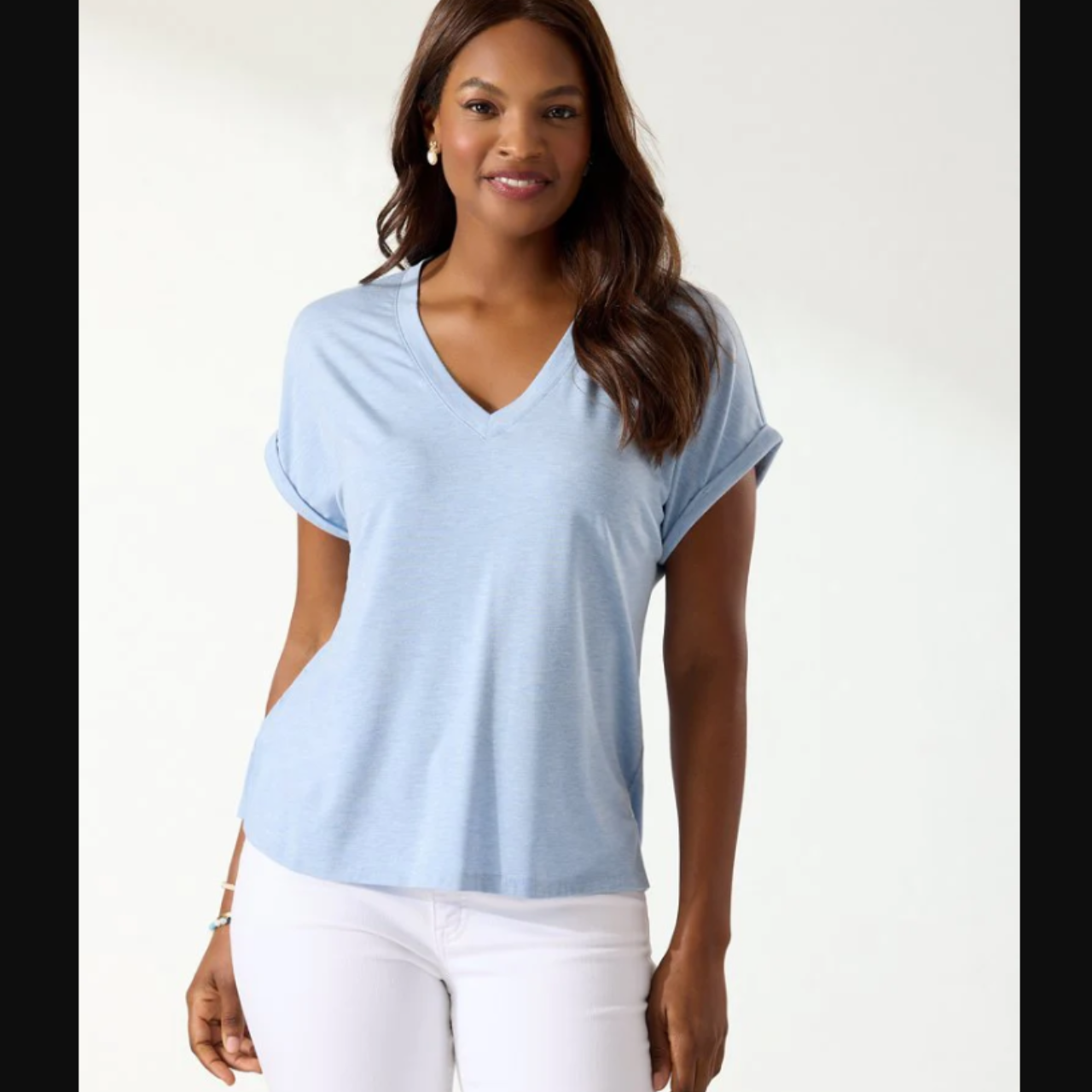 Tommy Bahama Kauai Jersey V Neck Blue T-Shirt Top Size 6 / XS (s)