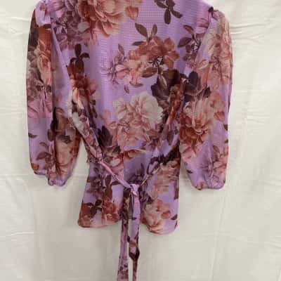 Portmans Womens  Size 14 Blouse Floral / Purple 