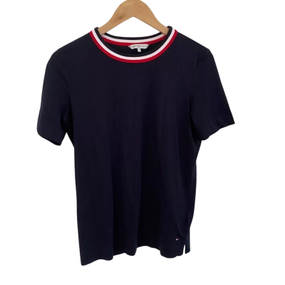 Tommy Hilfiger Womens  Size M Short Sleeve Top Navy Blue / Red / White 