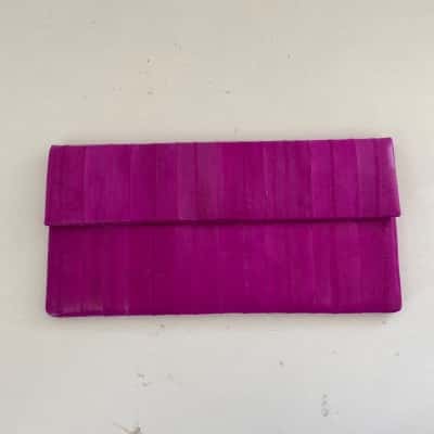 Handmade Genuine Eel Skin Pink Purple Clutch 