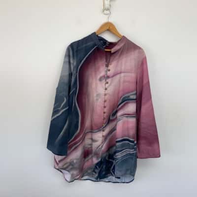 Shall We Grey Purple Long Sleeve Shirt Size XXL 