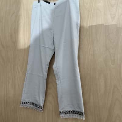 BNWT Maggie T size 16 Capri Pants in silvery grey, with cuff embellishments
