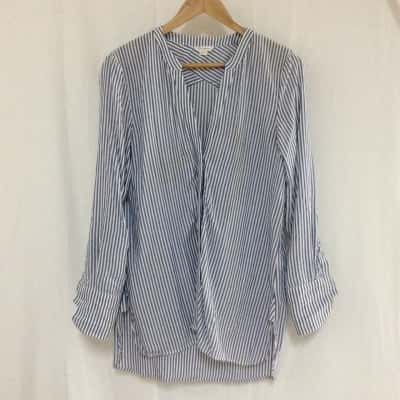 Elka Collective Womens  Size 6 Long Sleeve Shirt Navy Blue / Striped / White 
