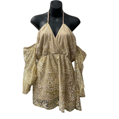 HELLO MOLLY Womens  Size 10 Gold / Pink  / White Dress 