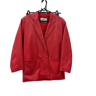 JAKIE PEDERSON RED LEATHER SUIT. SIZE 12