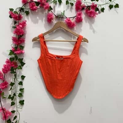 Aureta Womens  Size XS Cropped Top/ Corset Orange 