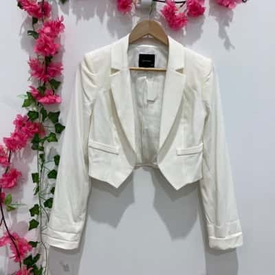 Portmans Womens Cropped Blazer Size 10 White 