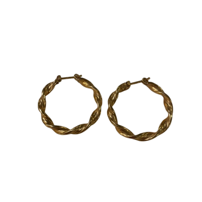 9ct Gold Twist-Hoop Earrings 2.4G 