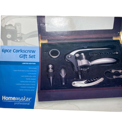 Wine Bottle Opener Gift Set - 6 PCS Corkscrew Opener with Wood Case, Stainless Steel Opener Kit for Birthdays & Weddings