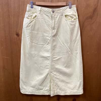 Gorman Yellow Denim Midi Skirt Size 12