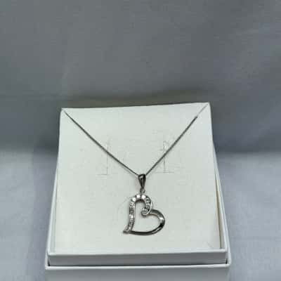 925 Silver & Stone Heart Necklace 