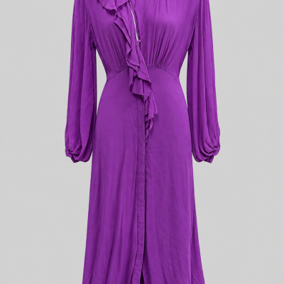 Country Road Purple Silk Ruffle Midi Dress – Size 4
