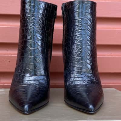 Casanovas Womens Size 37 Black Croc Effect Ankle Boots 