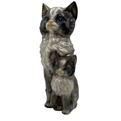 Super Cute Vintage 1969 Ceramic Cat & Kitten with Lustre Finish 22 cm   Read Description  CAB 