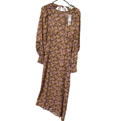 Topshop Womens  Size 10 Balloon Sleeve Detail Open Back Midi Dress Floral / Multicoloured 