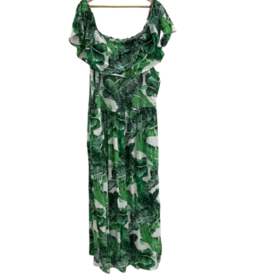 Autograph Womens Size 26 Bora Bora Shirred Print Dress Green Floral Print