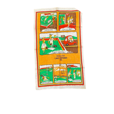 Greetings From Lakes Entrance Tea Towel