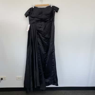 JJ's House Black Strapless Off Shoulder Maxi Evening Dress  Size 16 