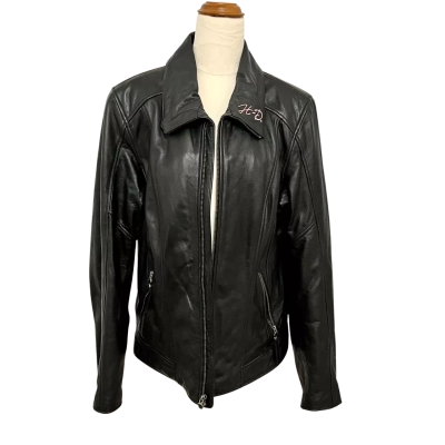 Harley Davidson Womens  Size XL Biker Jacket Black  / Pink  