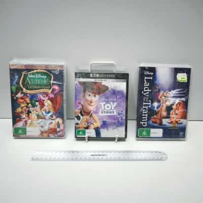 Disney Trip Alice In Wonderland 60th Anniversary Edition Walt Disney DVD Brand New Sealed & Disney Pixar Toy Story 4K Ultra HD & Disney's Lady and the Tramp