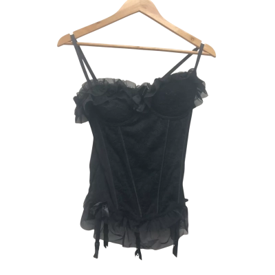 Bras N Things Womens  Size 12B/C Corset Top Black  